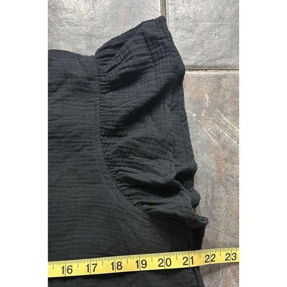 NWT Rails Size L Miley Black Ruffle Sleeve Gauze Blouse Top $158 - Picture 6 of 10